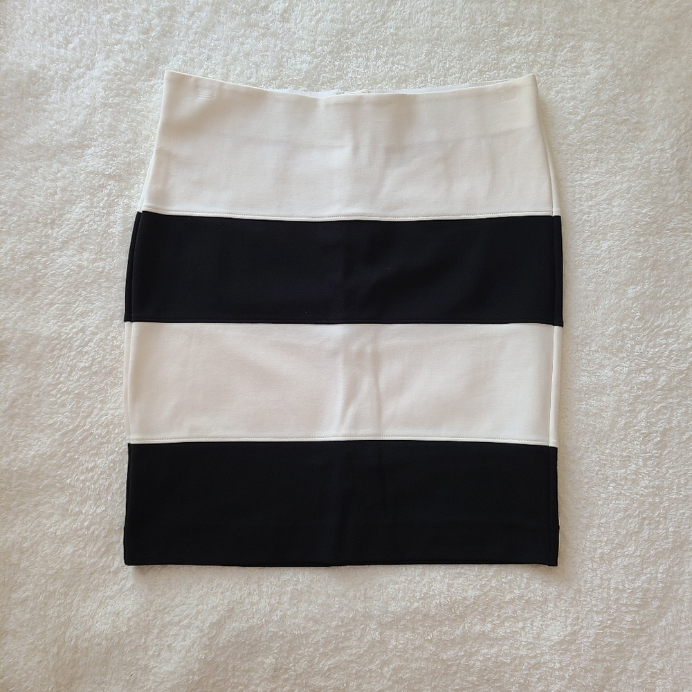 LOFT Striped black and white skirt